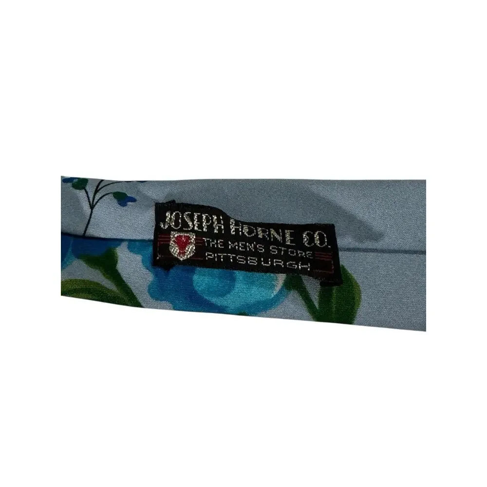 Vintage 60’s Joseph Horne Blue Floral Flowers Novelty Necktie
